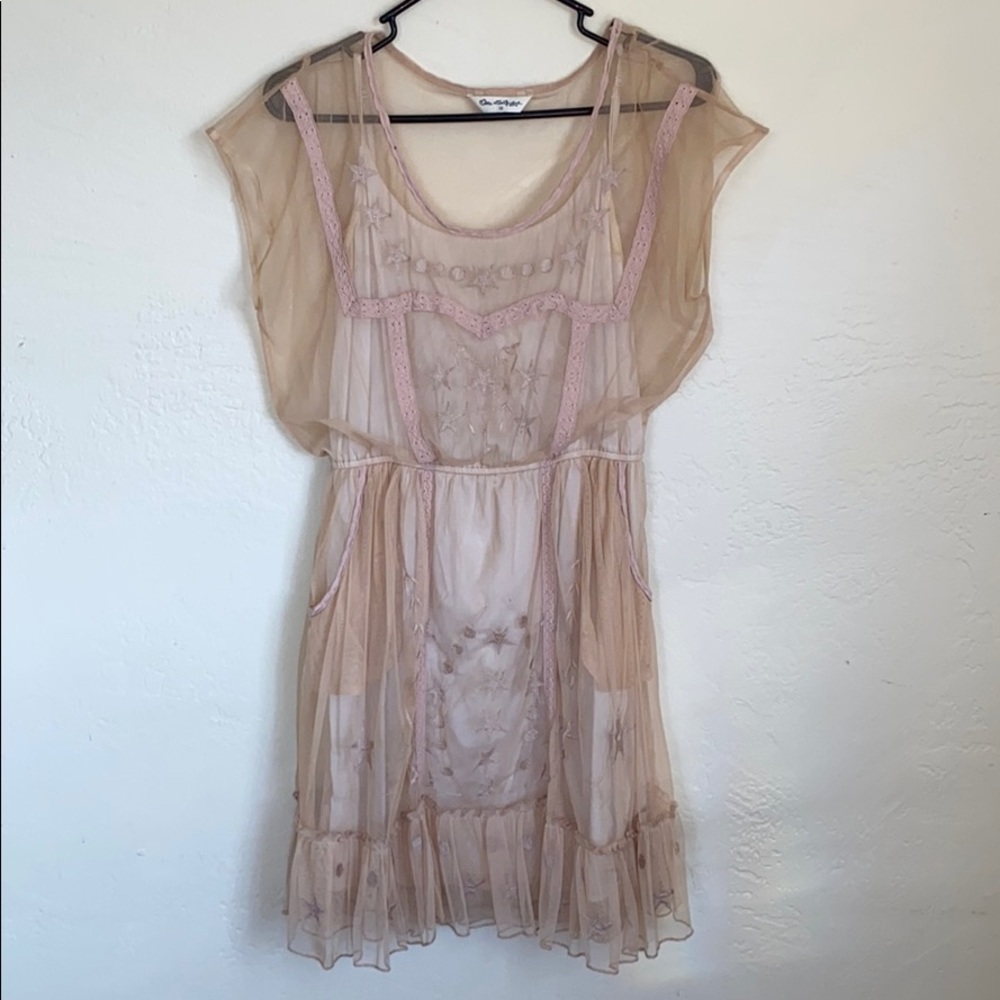 Soft pink, sheer dress